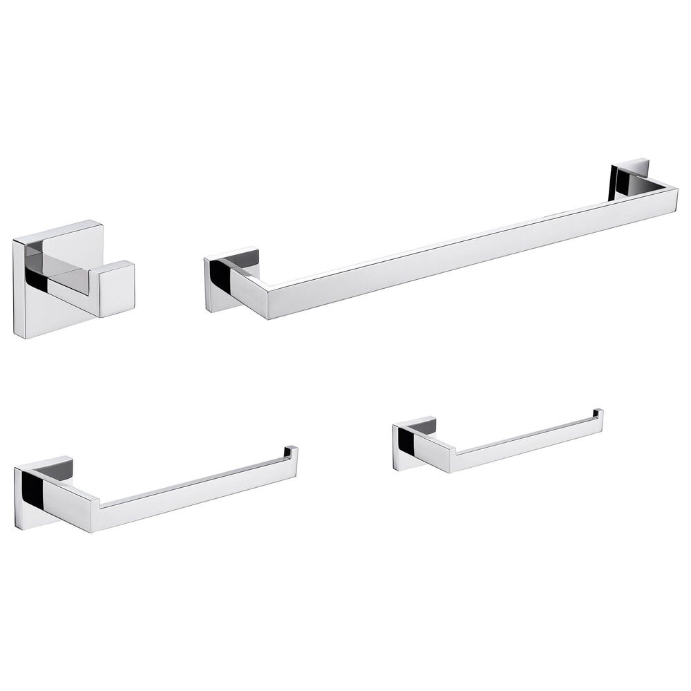 Lexora Home Bagno Lucido 4-Piece Bathroom Accessory Set in Chrome, , large