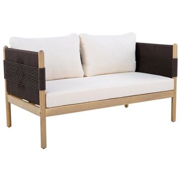 HOMLUX Outdoor Stationary Loveseat with Black Rope in Cream, , large