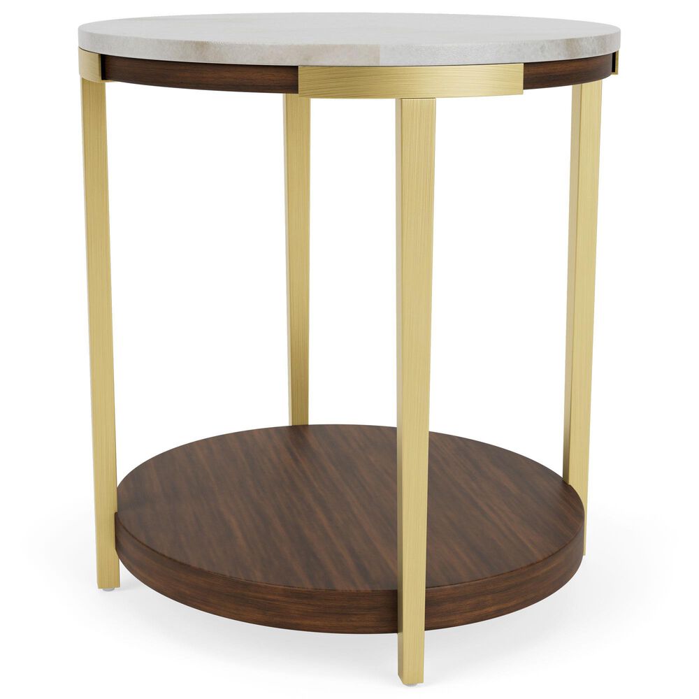 Riverside Furniture Emery Oval End Table in Smoked Cherry and Bronze, , large