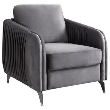 HOMLUX Vertical Quilted Accent Arm Chair in Gray, , large