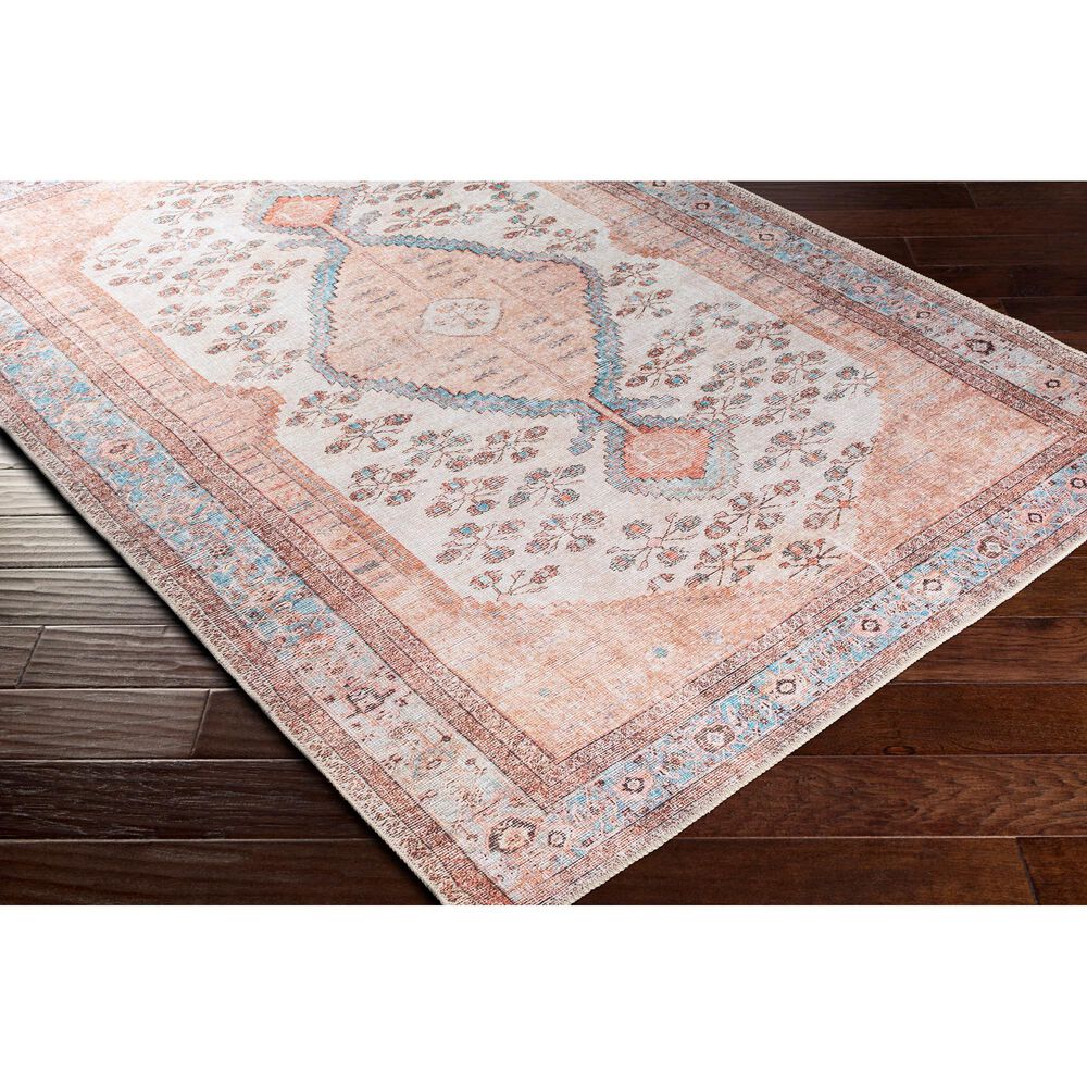 Surya Amelie AML-2326 5&#39;3&quot; x 7&#39;3&quot; Blush, Ivory, Aqua, Peach, Camel and Charcoal Area Rug, , large