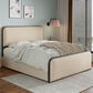Hearth and Haven King Storage Bed Platform with Upholstered Headboard in Beige, , large