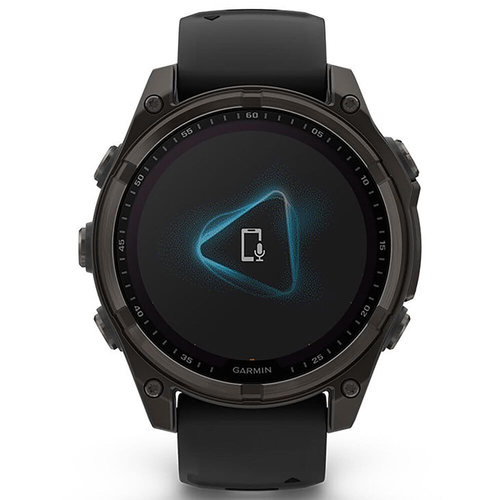 Garmin Fenix 8 Sapphire AMOLED Smartwatch 43mm Carbon Gray DLC Titanium Case with Black and Pebble Gray Silicone Band, , large