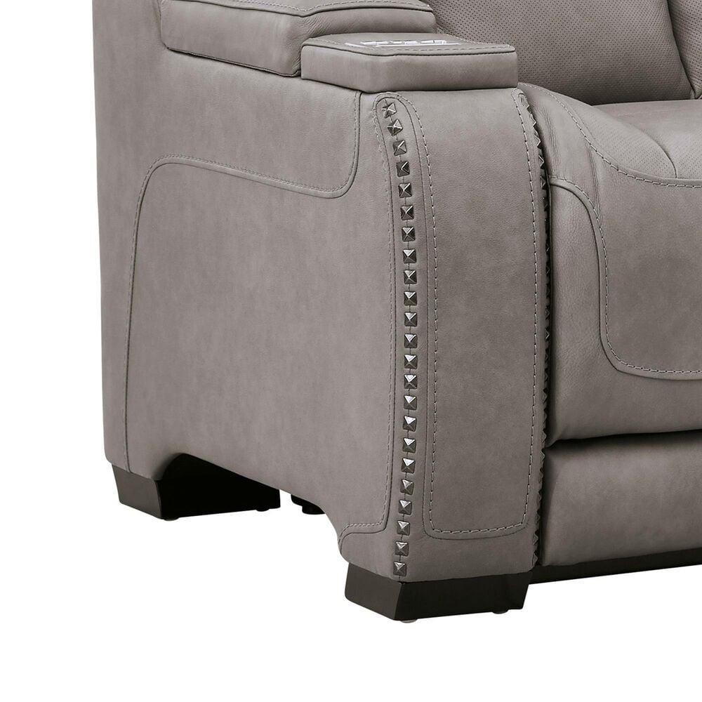 Ashley The Man-Den Power Reclining Loveseat/Console/Adjustable Headrest in Gray, , large