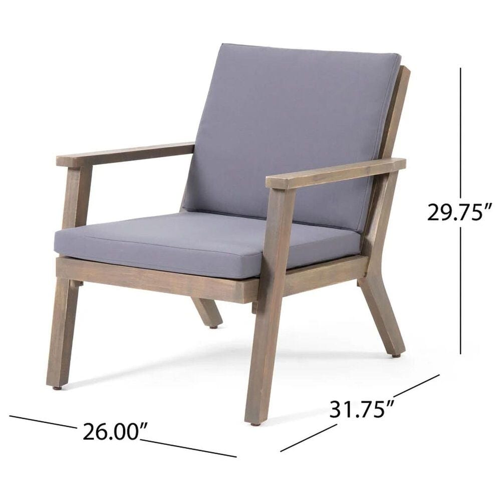Hearth and Haven Temecula 4-Piece Outdoor Chat Set with Rectangular Coffee Table in Gray, , large