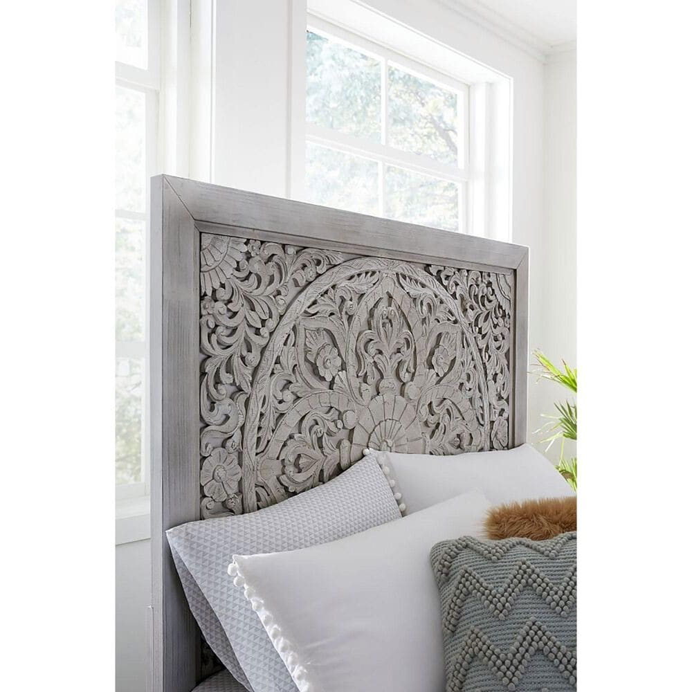 Urban Home Boho Chic King Platform Bed in Washed White, , large