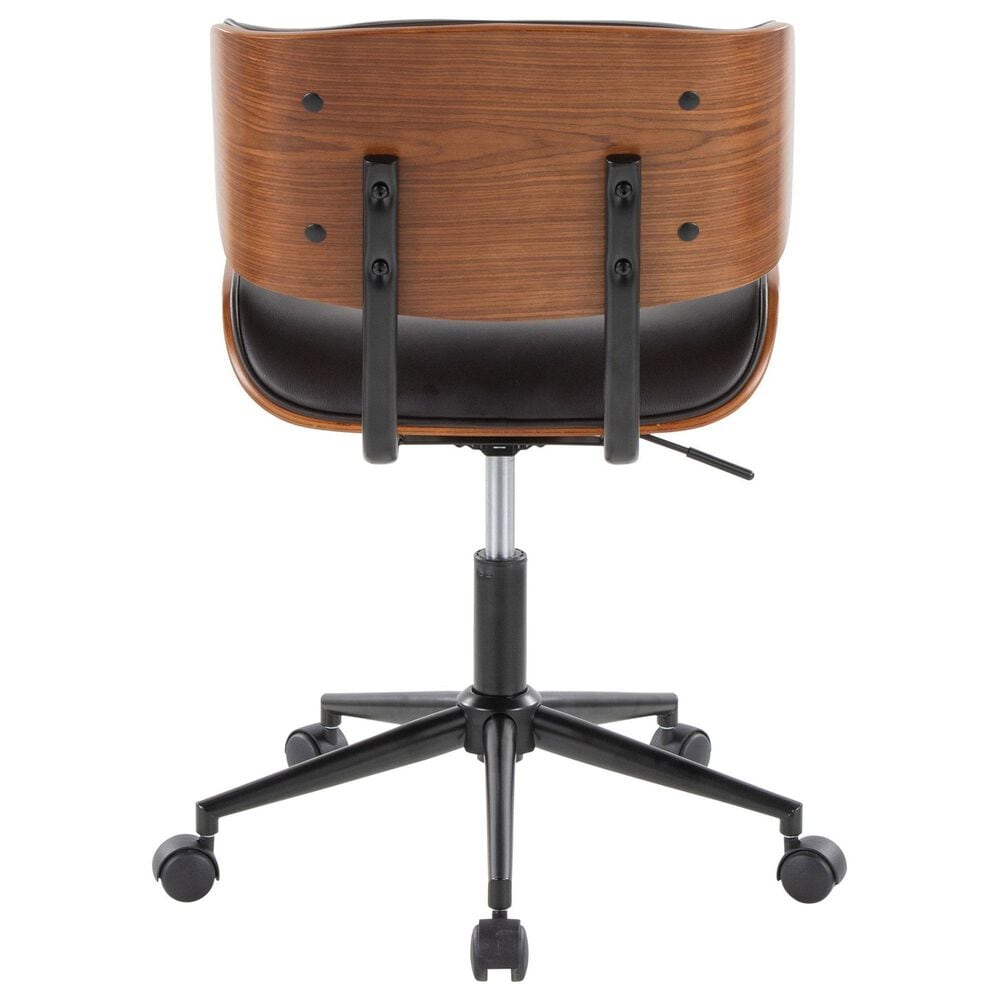 LumiSource Lombardi Swivel Office Chair with Espresso Faux Leather in Walnut, , large