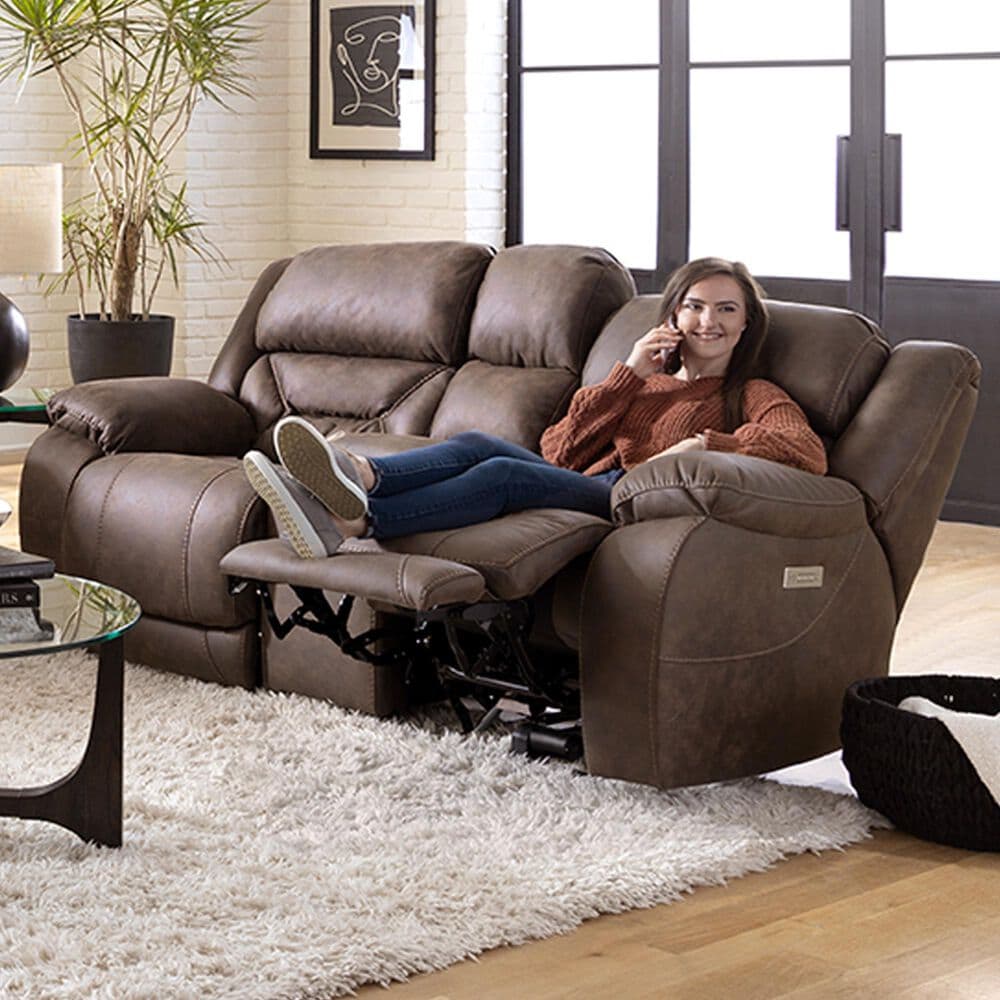 Homestretch Skywalker Power Reclining Loveseat in Walnut, , large