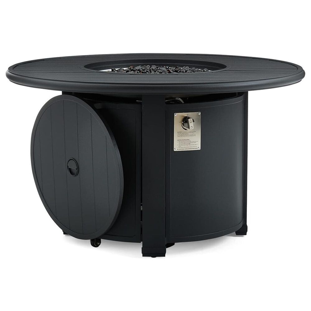 Winston Furniture Slat Top and Icon 5-Piece Round Firepit Chat Set in Textured Pewter, , large