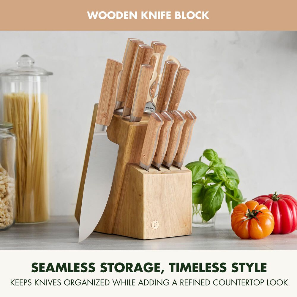 Green Pan Elite Cutlery 13-Piece Knife Block Set in Light Pakka, , large