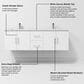 Lexora Home Geneva 60" Double Bathroom Vanity in Glossy White with 2 cm White Carrara Marble Top and Rectangular Sinks, , large