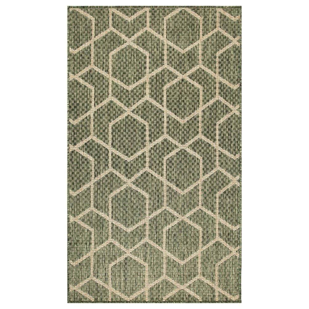 Nourison Horizon HOZ01 Green 3" x 5" Indoor/Outdoor Area Rug, , large