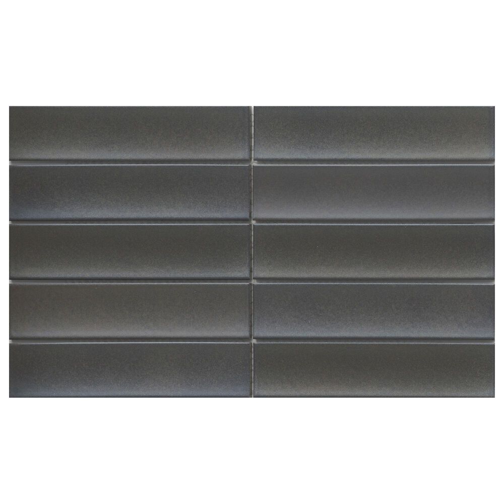 Emser Kaizen Pewter 2" x 8" Rectangle on 9" x 15" Satin Porcelain Mosaic Sheet, , large