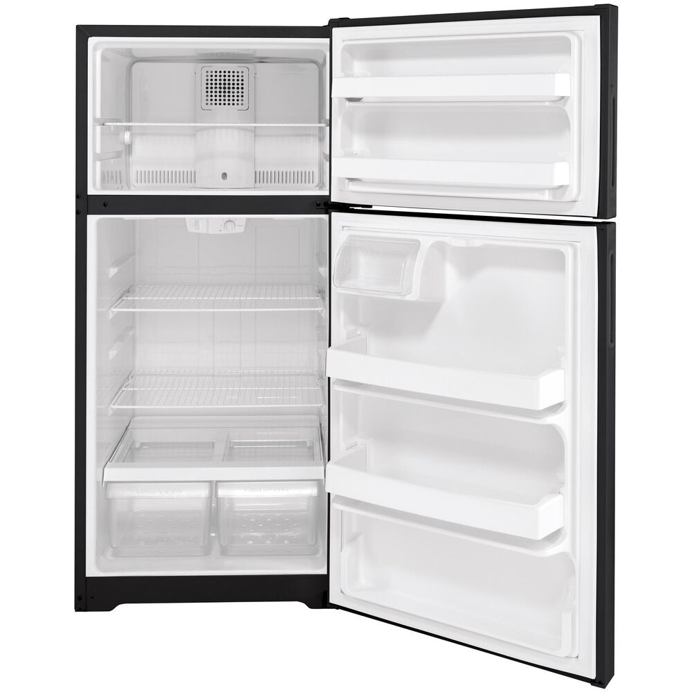 Hotpoint 15.6 Cu. Ft. Recessed Handle Top Freezer Refrigerator Right Hinge in Black, , large