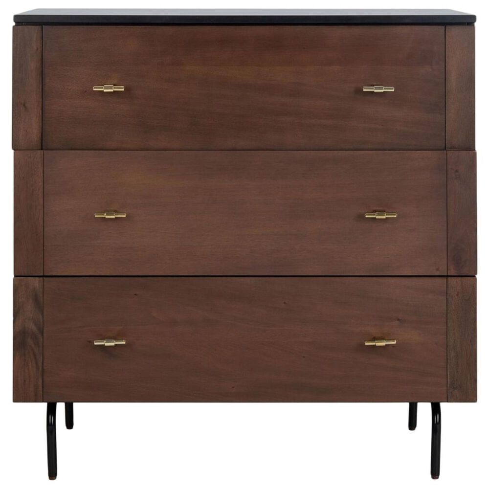 Safavieh Bruno 3 Drawer Dresser in Black and Walnut, , large
