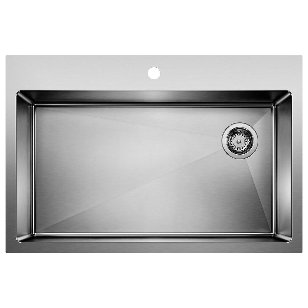 Blanco Quatrus 33" R15 Super Single Dual Mount Kitchen Sink in Refined Brushed, , large