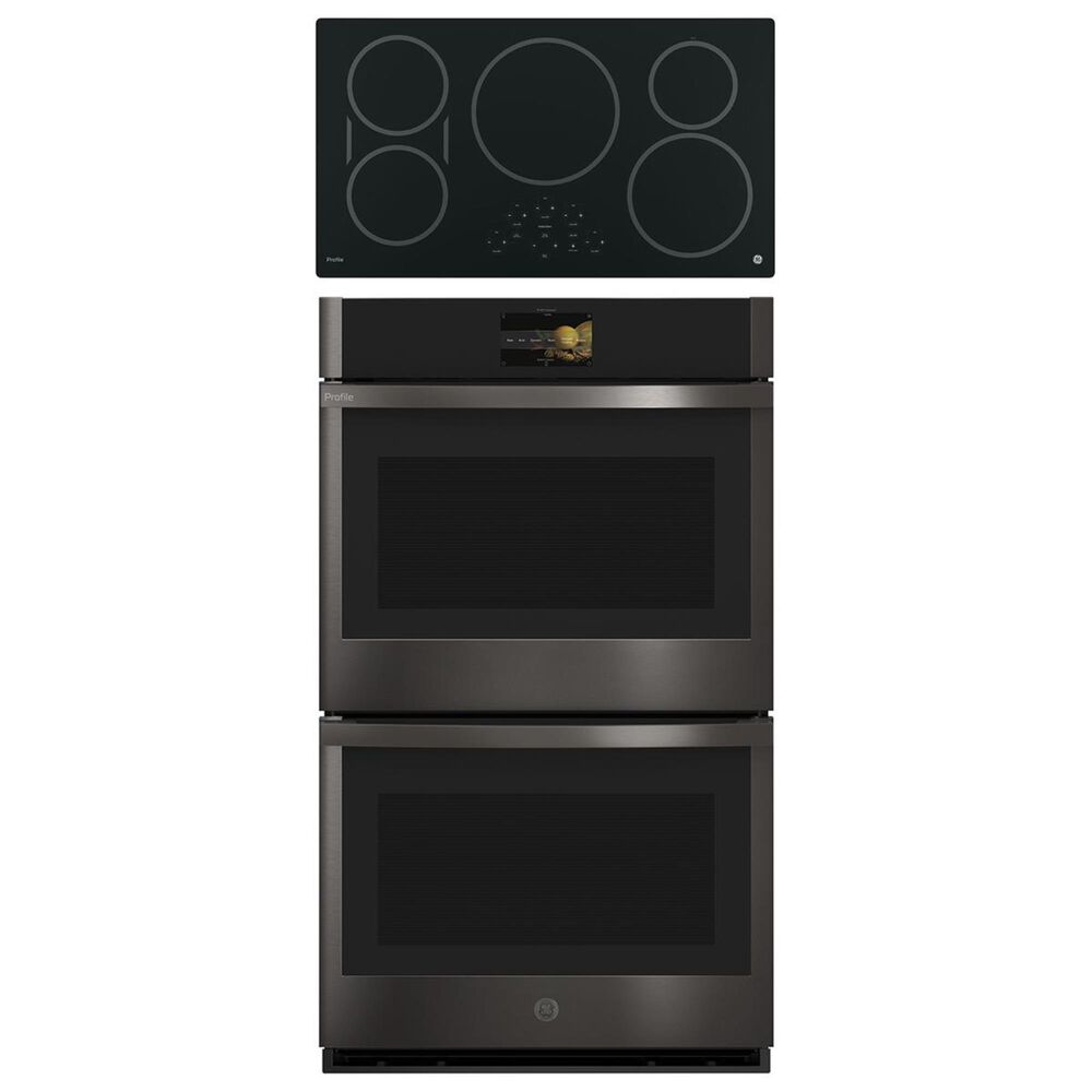 GE Profile 2- Piece Kitchen Bundle with a 36" Induction Cooktop and a 30" Built-In Convection Double Wall Oven in Black Stainless Steel, , large