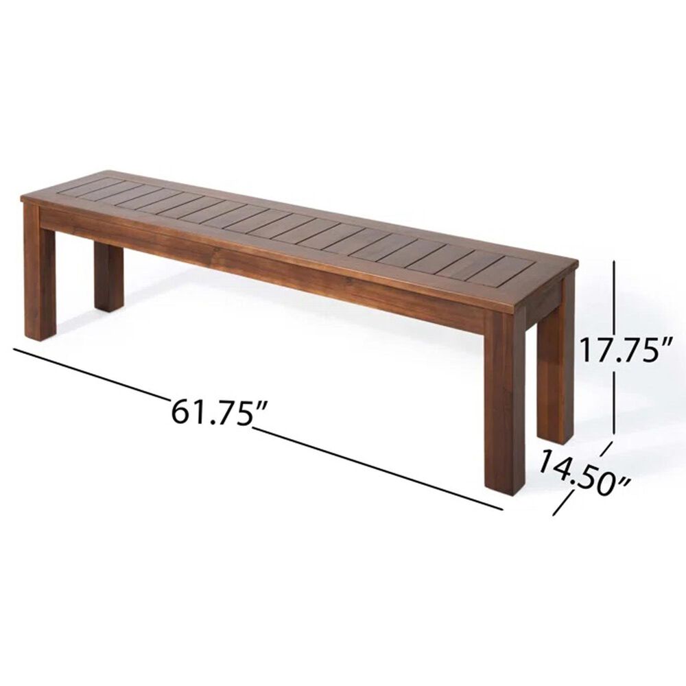 Hearth and Haven 3-Piece Outdoor Courtyard Table and Bench Set in Dark Brown, , large