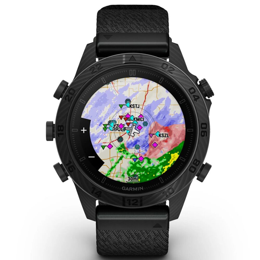 Garmin MARQ 2 Commander AMOLED Smartwatch Fused Carbon Fiber Case with Nylon Band in Black, , large