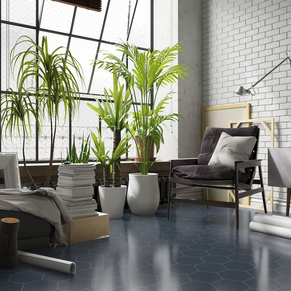 Emser Heksa Navy 8&quot; x 9&quot; Porcelain Tile, , large