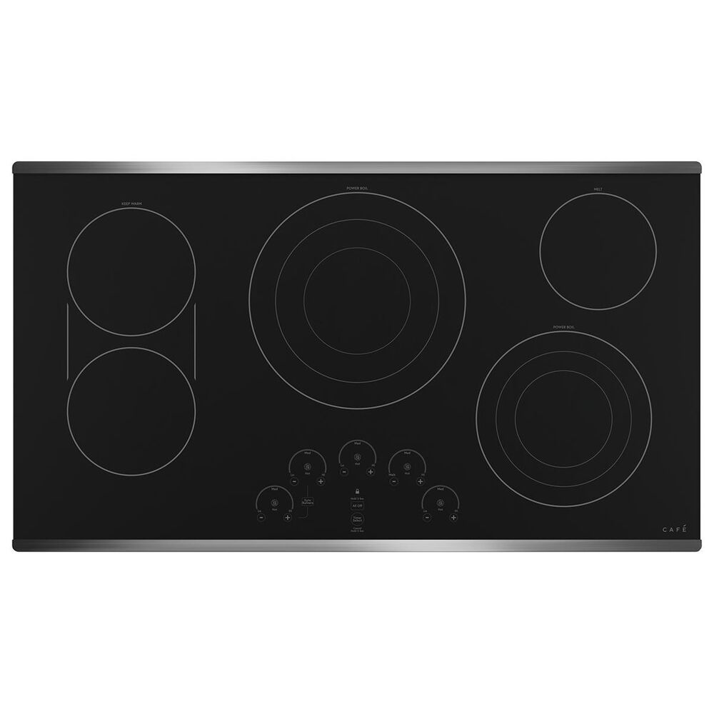 Cafe 36" Built-In Touch Control Electric Cooktop in Black and Stainless Steel, , large