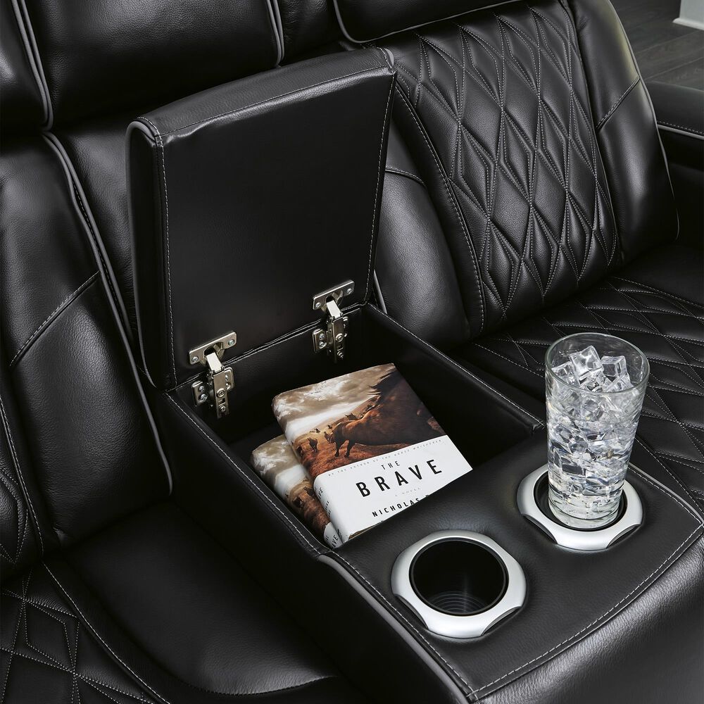 Ashley Boyington Power Reclining Loveseat with Console in Black, , large