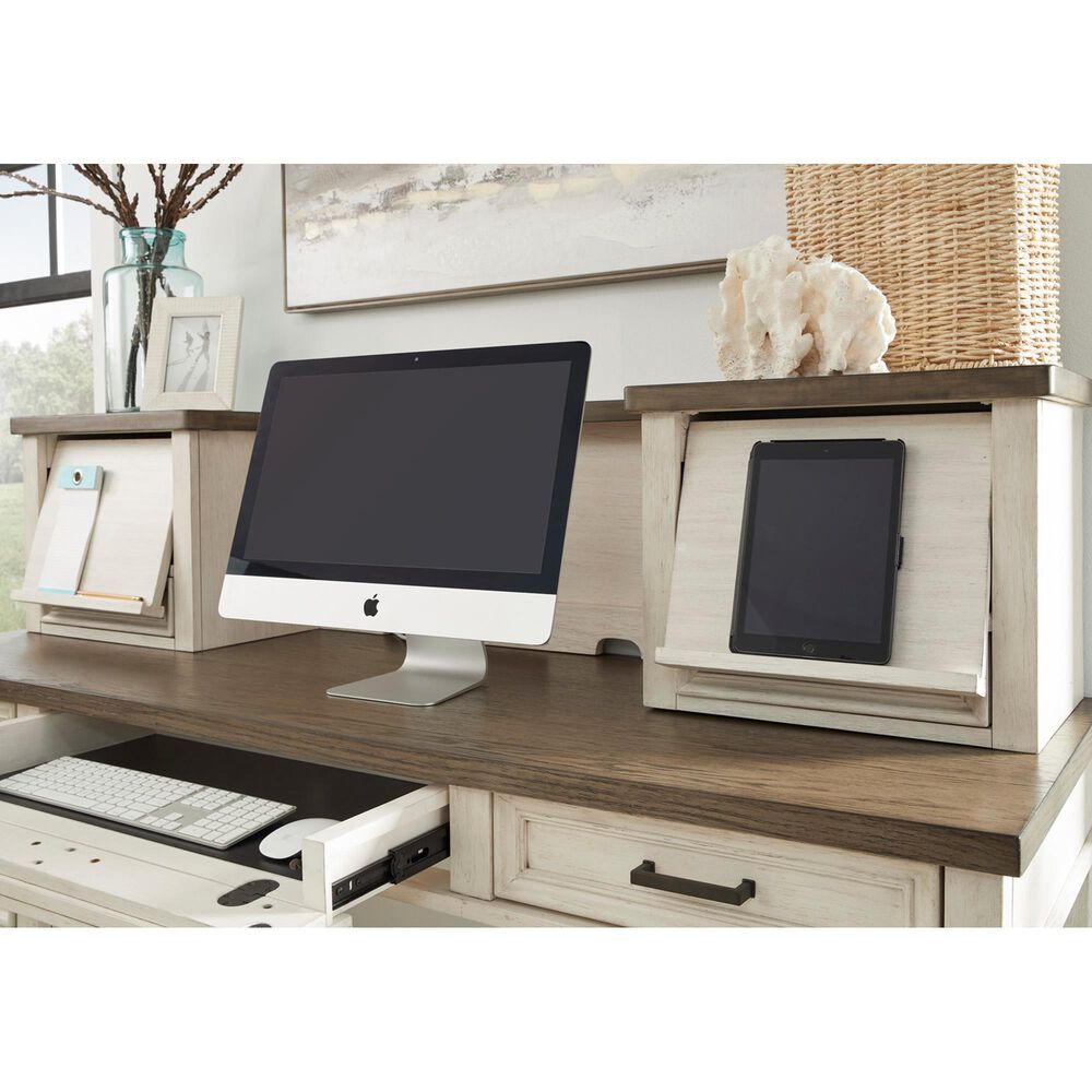 Riva Ridge Caraway Single Pedestal Desk in Aged Ivory and Brown, , large