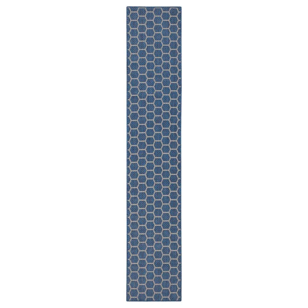 Nourison Twist Reversible 2"2" x 12" Blue Indoor/Outdoor Runner, , large