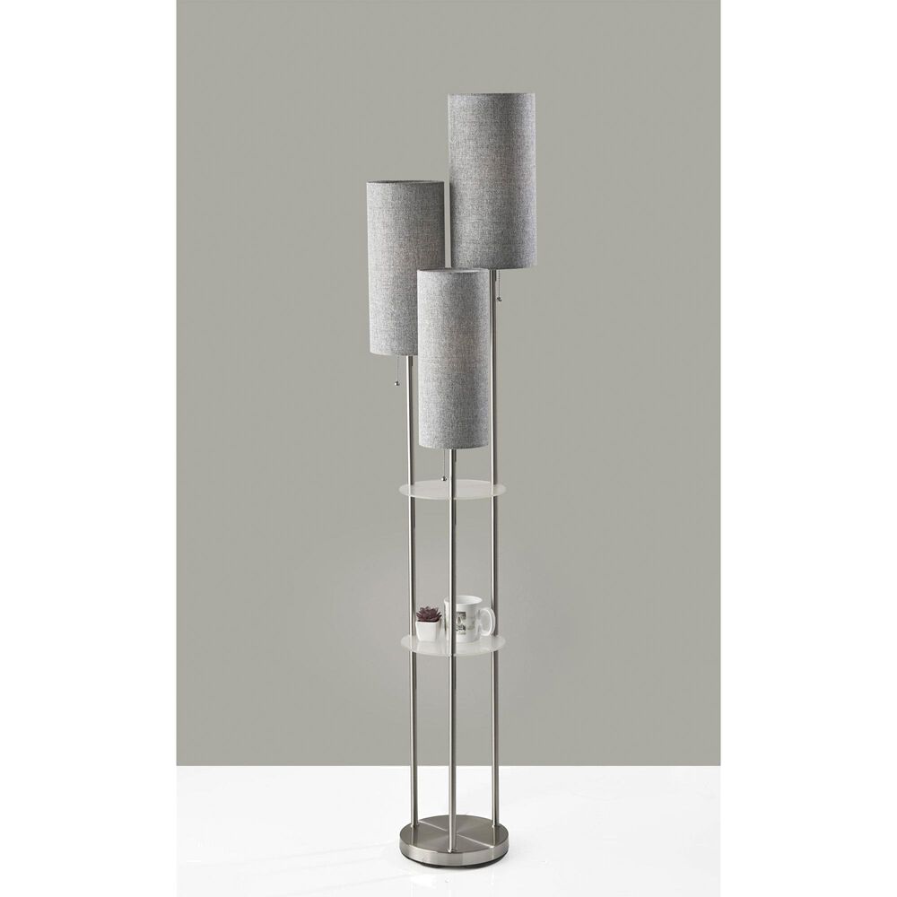Adesso Trio Shelf Floor Lamp in Brushed Steel, , large
