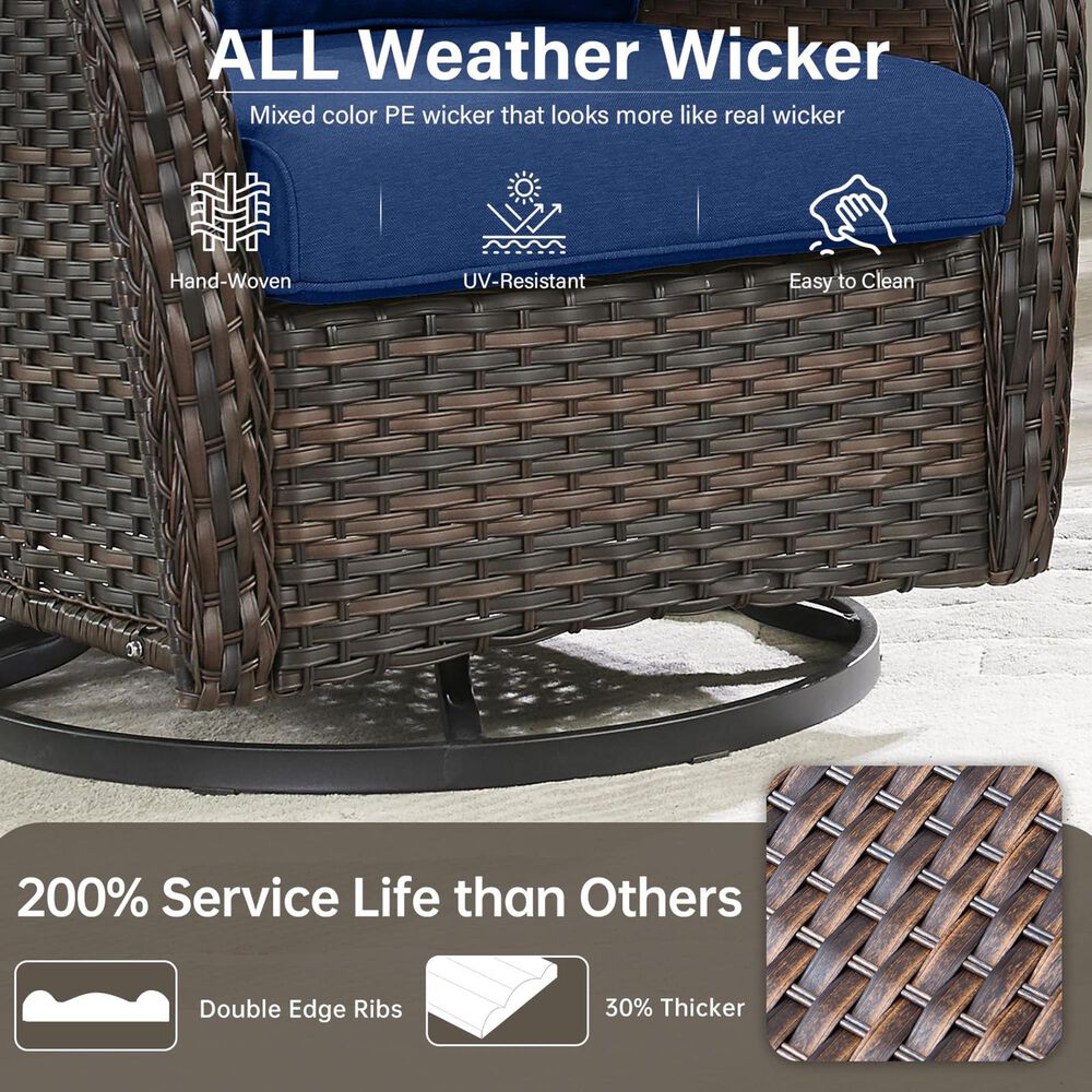 Sunwell Garden Carolina Patio Swivel Glider Chair in Blue (Set of 2), , large