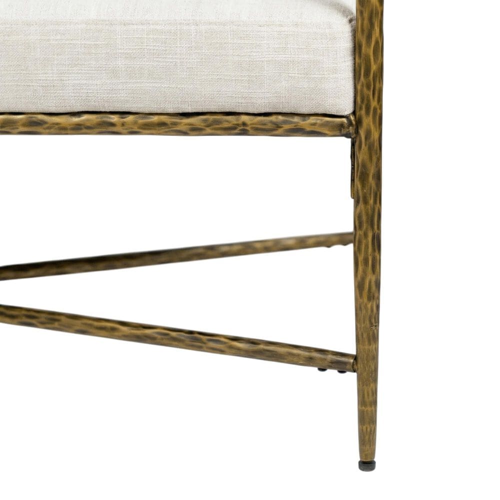 Furniture of America Lalia Hammered Metal Upholstered Bench in Matte Gold, , large