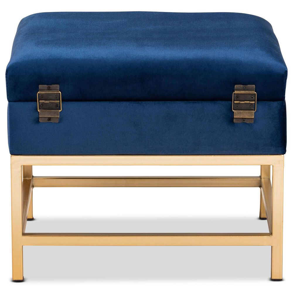 Baxton Studio Aliana Storage Ottoman in Navy Blue/Gold, , large