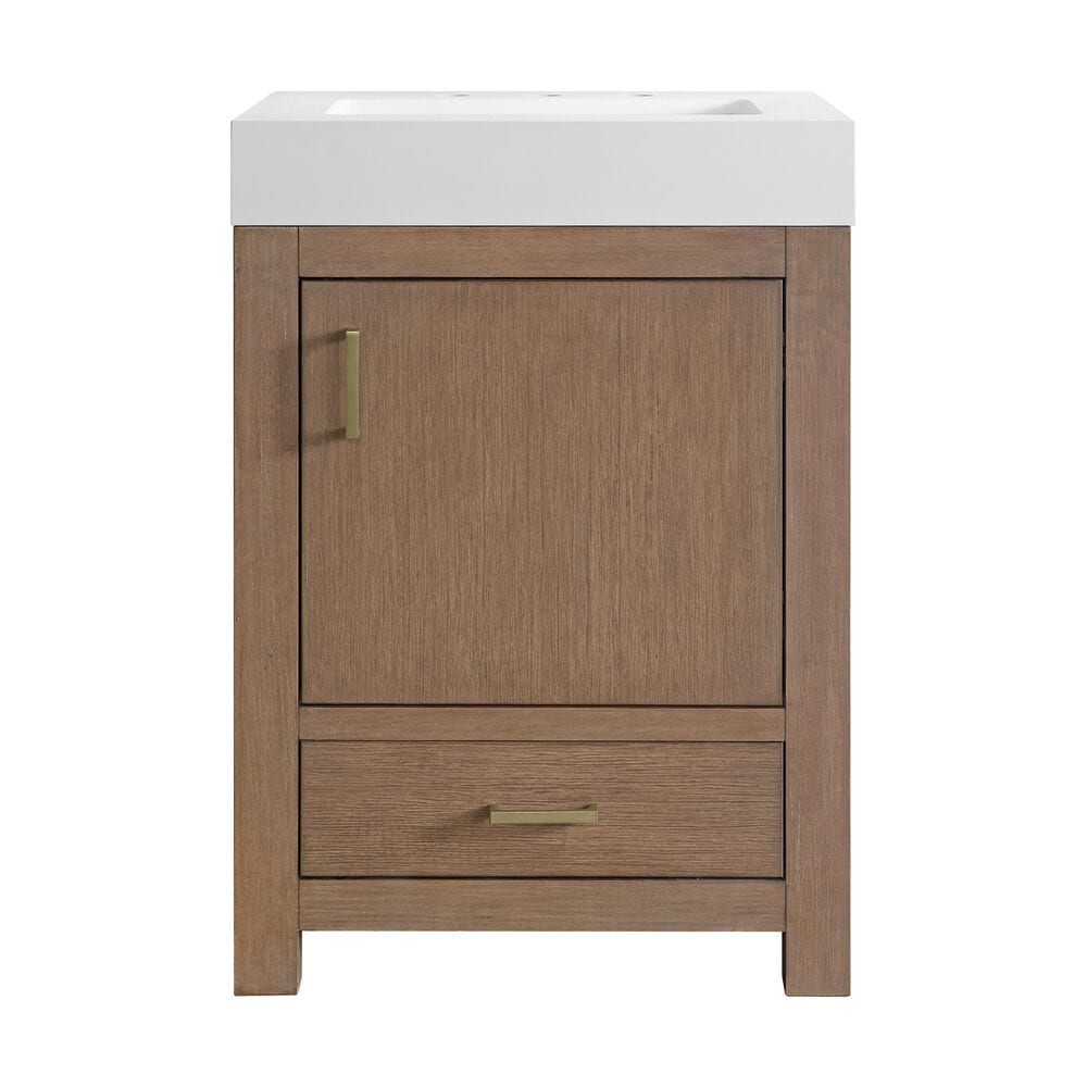 37B Alanya 24" Single Bathroom Vanity in Walnut Drift with White Composite Stone Top, , large