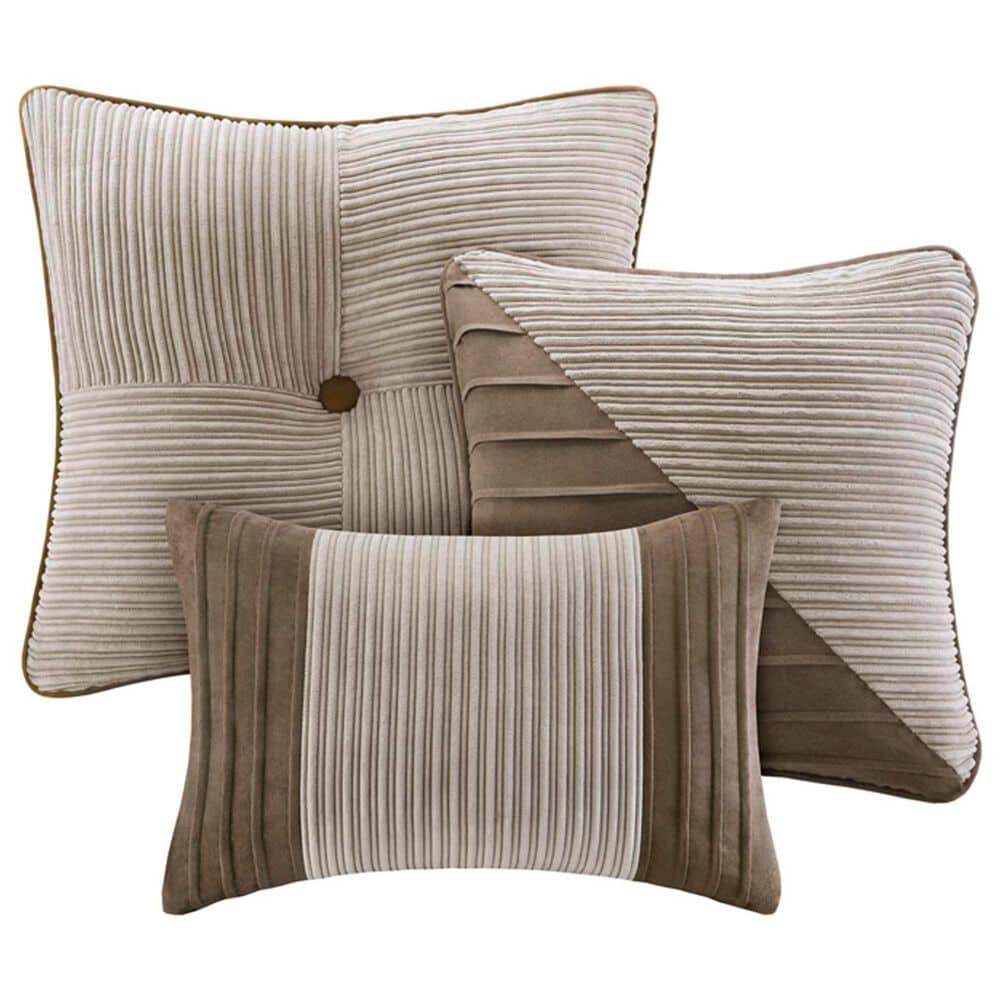 Hampton Park Dallas 7-Piece Queen Comforter Set in Taupe and Chocolate Brown, , large