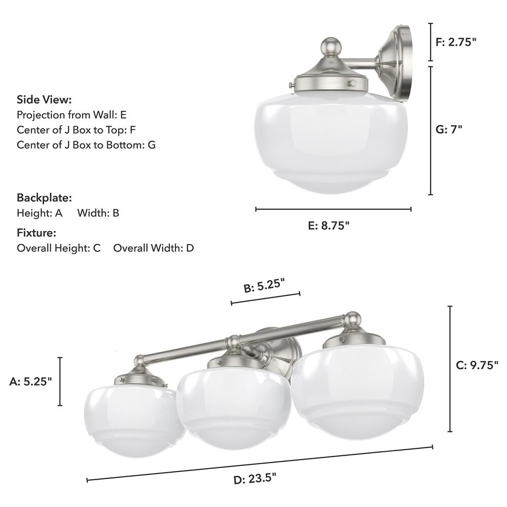 Hunter Saddle Creek 3-Light Vanity with White Shade in Brushed Nickel, , large