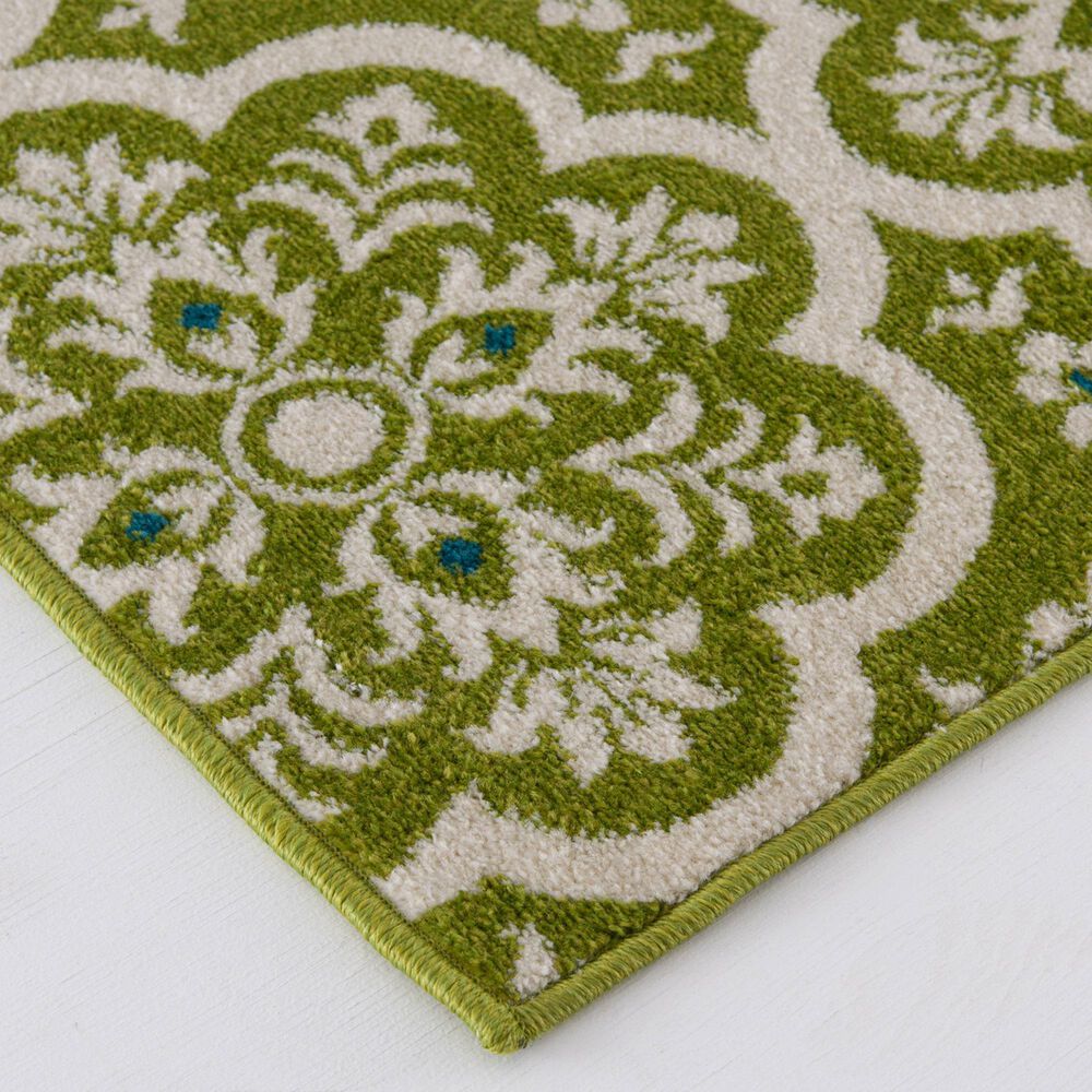 Central Oriental Terrace Tropic Contoy 6&#39;7&quot; x 9&#39;6&quot; Leaf and Snow Area Rug, , large