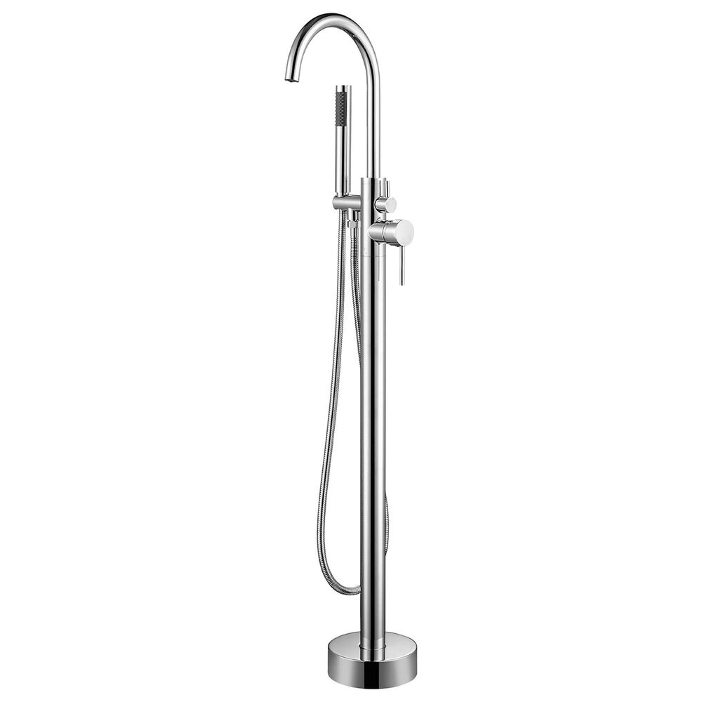 Lexora Home Lago Free Standing Bathtub Faucet with Handheld Showerwand in Chrome, , large