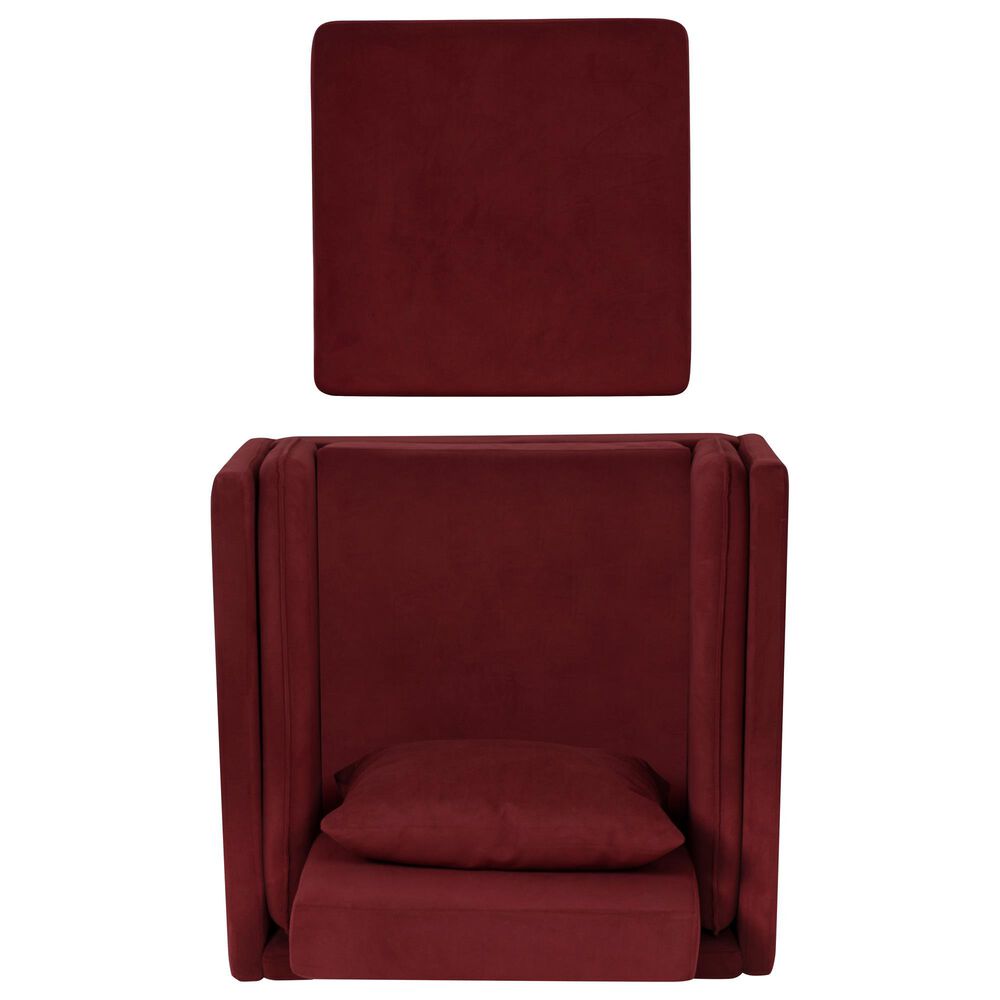 Linon Home Decor Wallis Accent Chair with Ottoman in Berry, , large