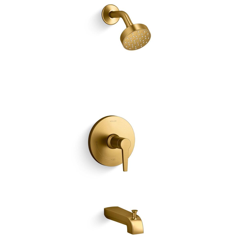 Kohler Pitch Rite-Temp Bath and Shower Faucet Trim Kit in Vibrant Brushed Moderne Brass, , large