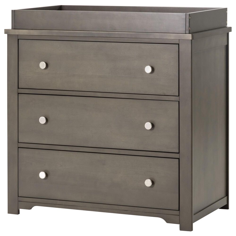Foundations Worldwide Harmony 3-Drawer Dresser with Changing Table Topper in Dapper Gray, , large