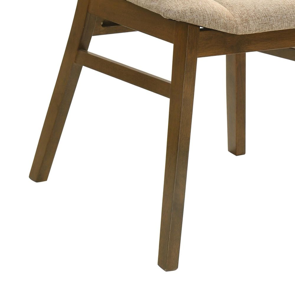 Armen Living Amaris Side Chair with Sand Upholstery in Warm Walnut (Set of 4), , large