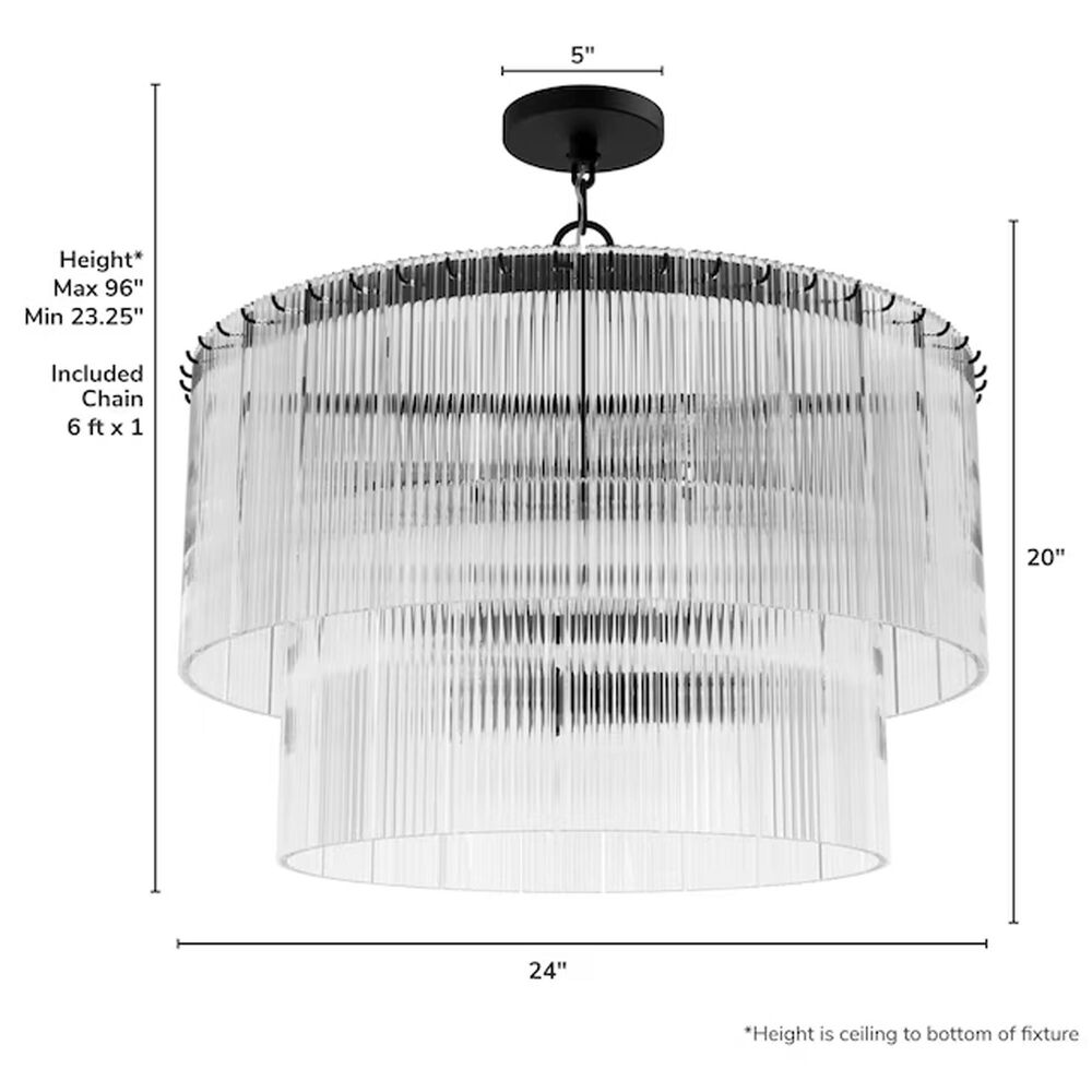 Hunter Ontario Jasmine Roth 6-Light Chandelier in Matte Black, , large