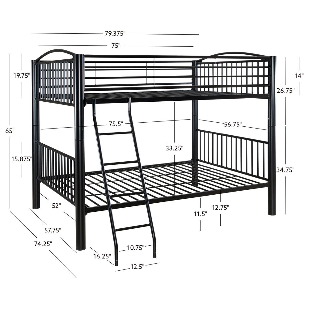Linon Home Decor Heavy Full Over Full Bunk Bed in Black, , large