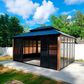 HOMLUX 12" x 14" Outdoor Hardtop Sunroom Gazebo with Aluminum Frame in Black, , large
