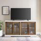 Walker Edison Abigail 58" TV Stand in Brushed White/Rustic Oak, , large