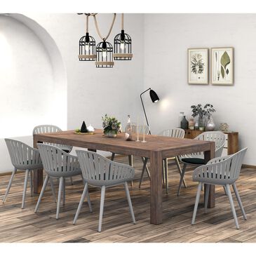 Midtown Concepts Kuta and Cannes 9-Piece Rectangular Dining Set in Weathered Gray, , large