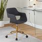 Lumisource Margarite Task Chair with Grey Faux Leather Cushion in Gold, , large