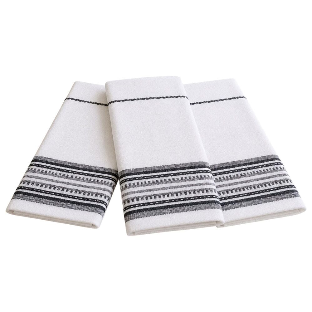 Willow & Hem Maison Turkish Cotton Kitchen Towel in Gray and Cream (Set of 3), , large
