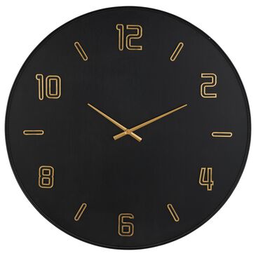 Maple and Jade Large Decorative Wall Clock in Oiled Black and Gold, , large