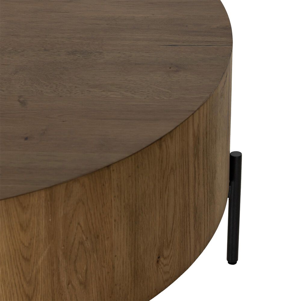 Four Hands Eaton Drum Coffee Table in Amber Oak, , large